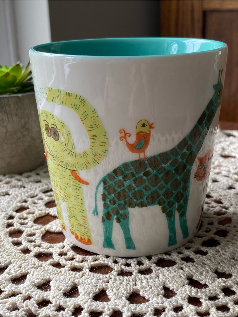 Ceramic Animal Stack Mug in Teal & Orange - Picture 2 of 7